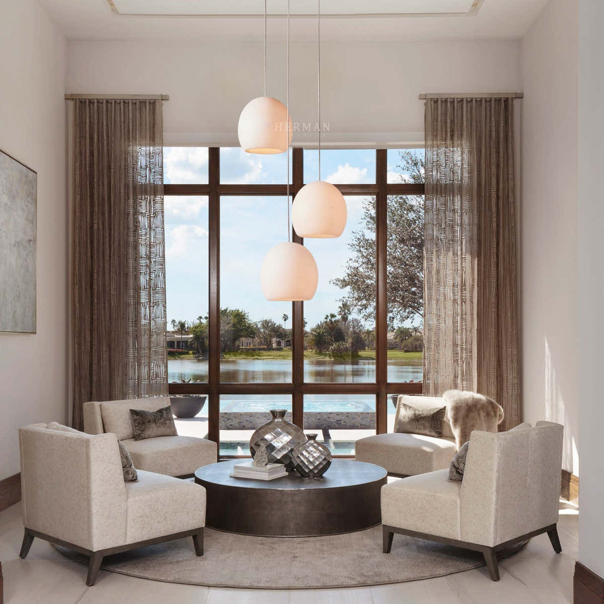 Arica Alabaster Round Chandelier
