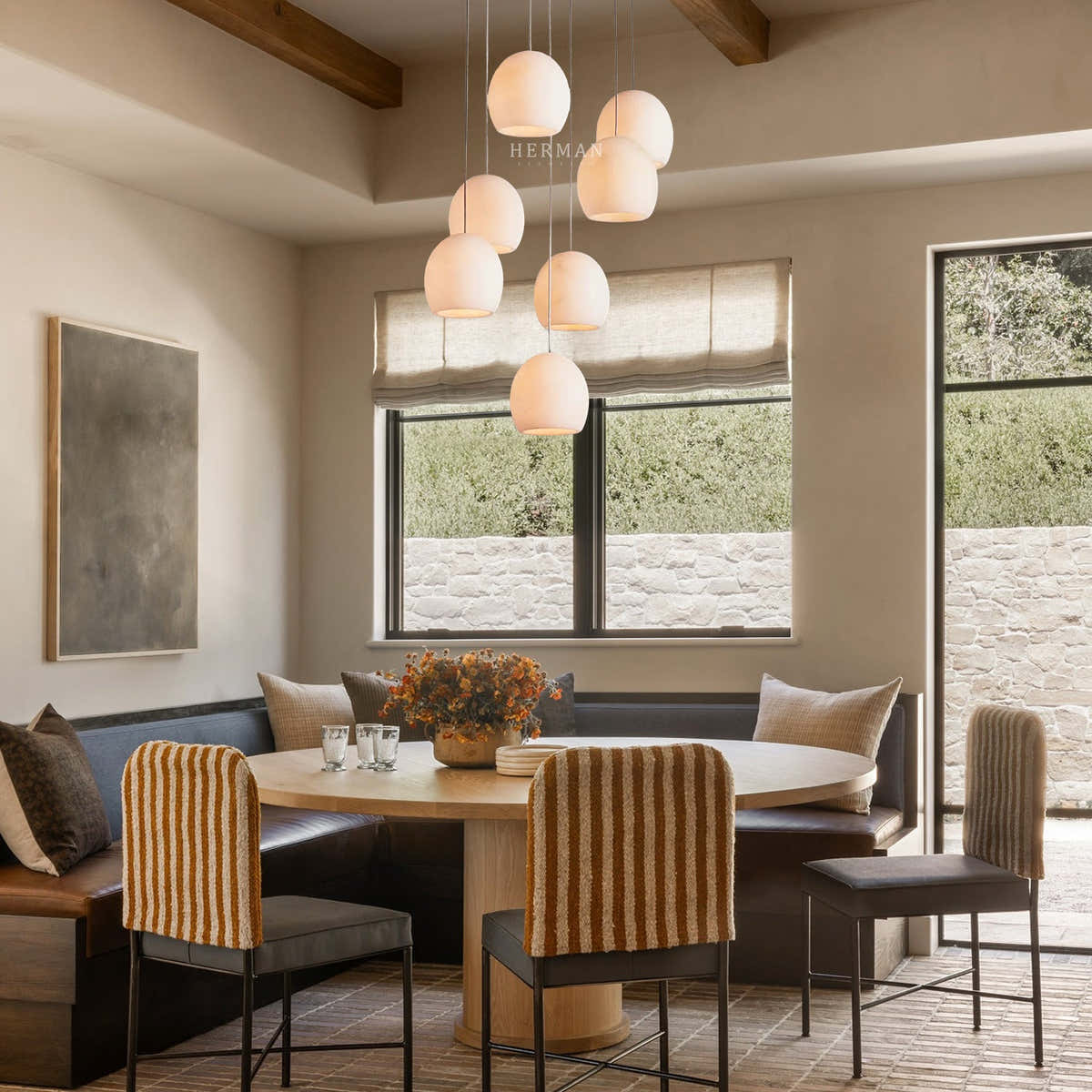 Arica Alabaster Round Chandelier