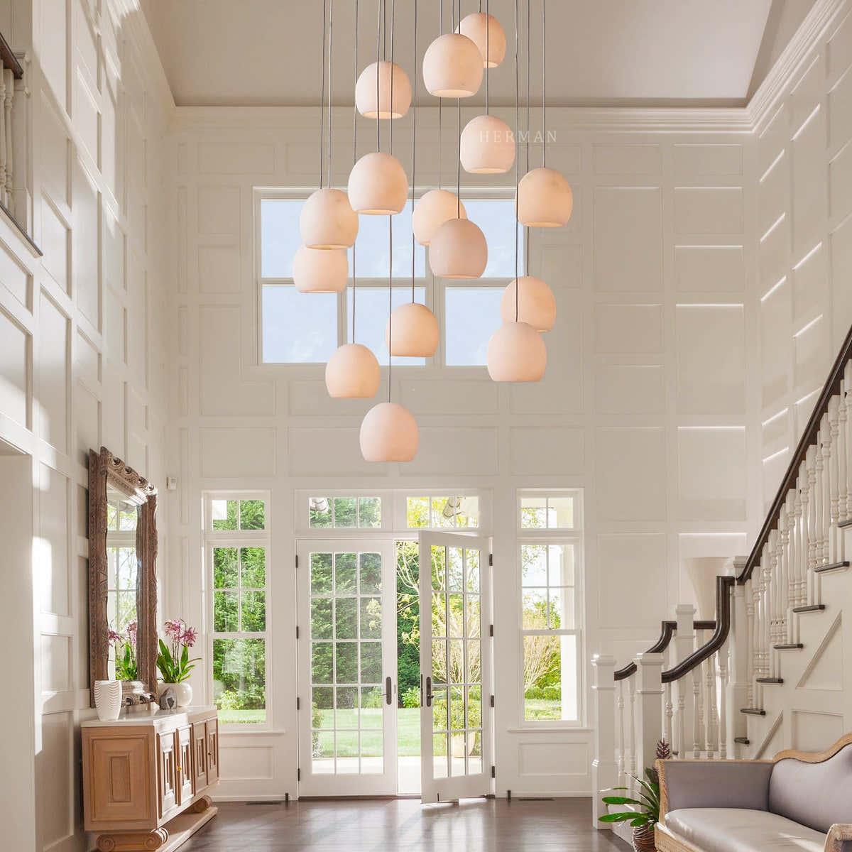 Arica Alabaster Round Chandelier