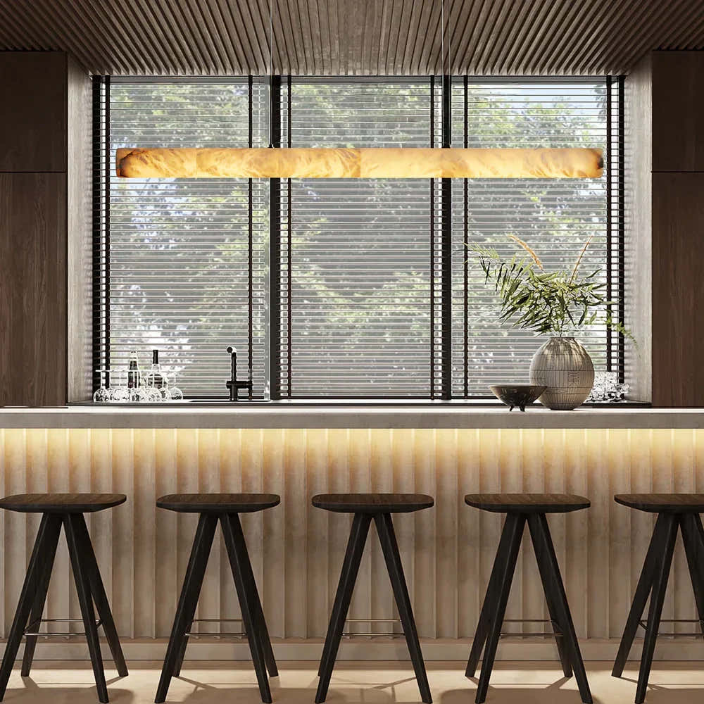 Halima Linear Alabaster LED Chandelier – 54" 64" & 74" Options