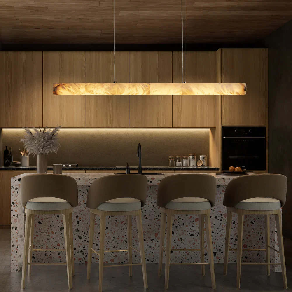 Halima Linear Alabaster LED Chandelier – 54" 64" & 74" Options