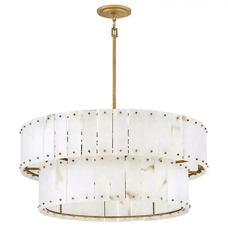 Simona Alabaster Drum 2-Tier Chandelier