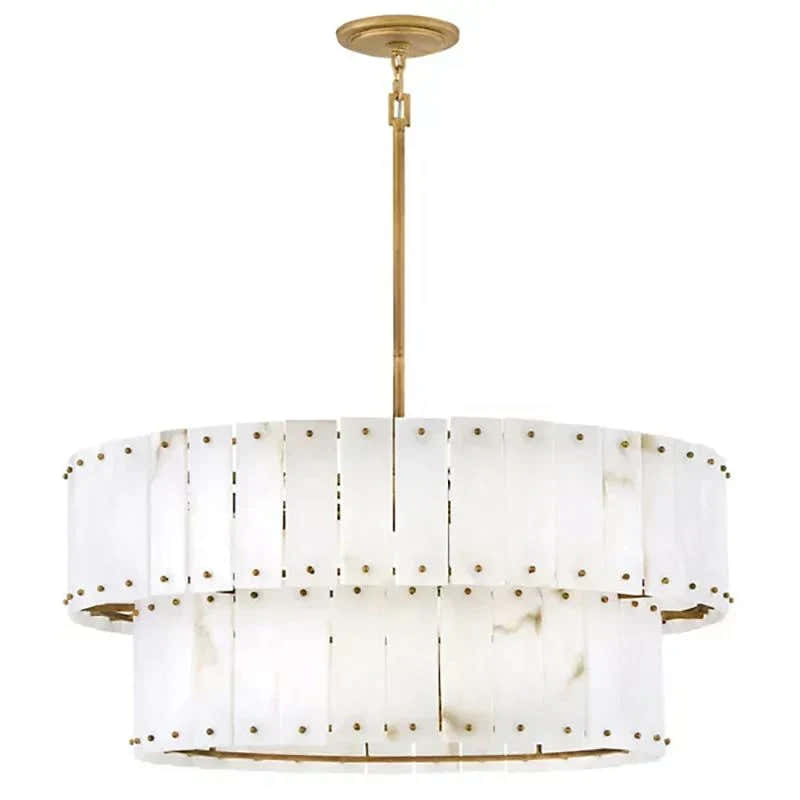 Simona Alabaster Round 2-Tier Chandelier 17.5"D 24"D