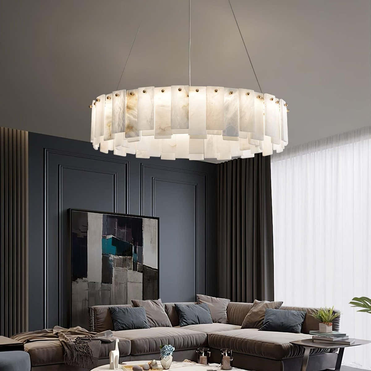 Round Alabaster Chandelier