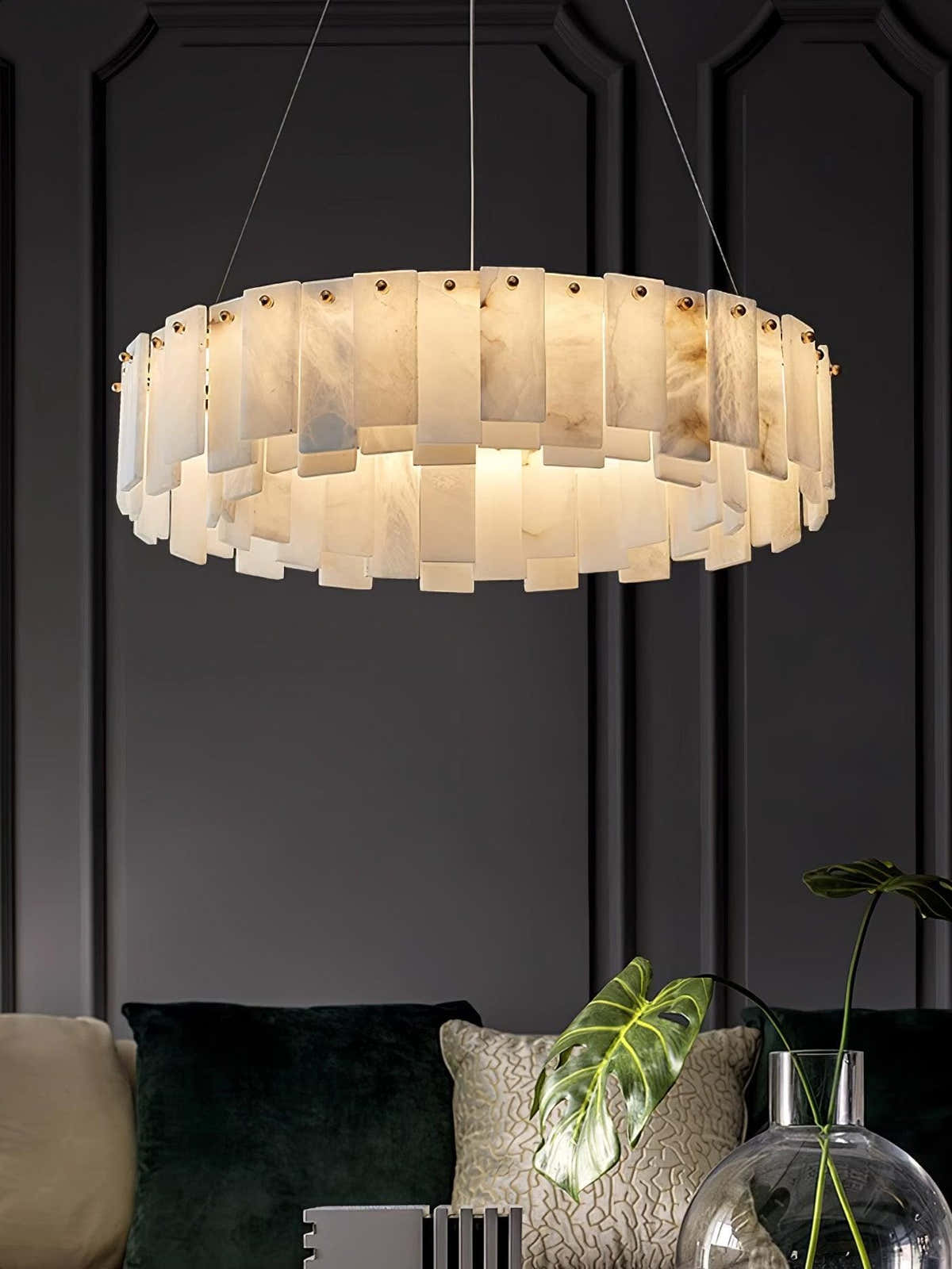 Round Alabaster Chandelier