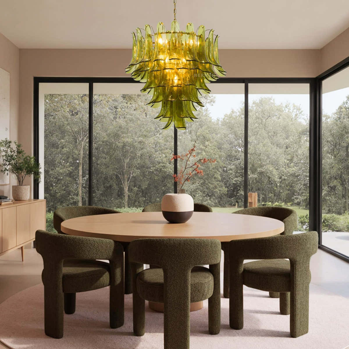 Green Petalo Murano Chandelier 30" 35"