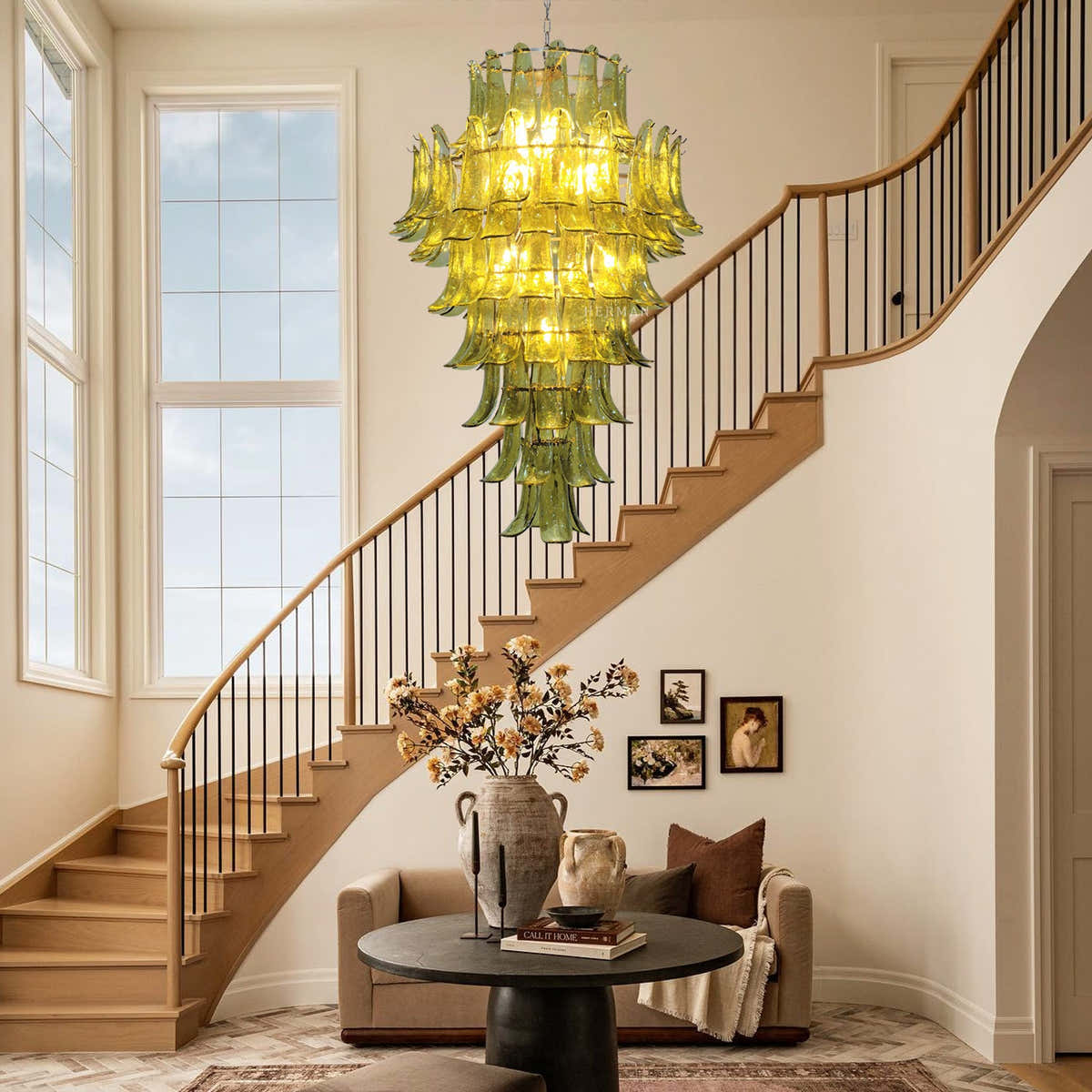 Green Petalo Murano Chandelier 30" 35"