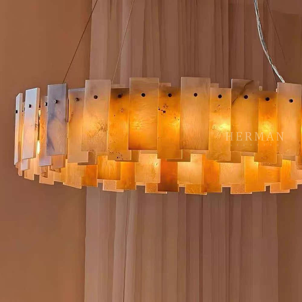 Halo Round Alabaster Chandelier