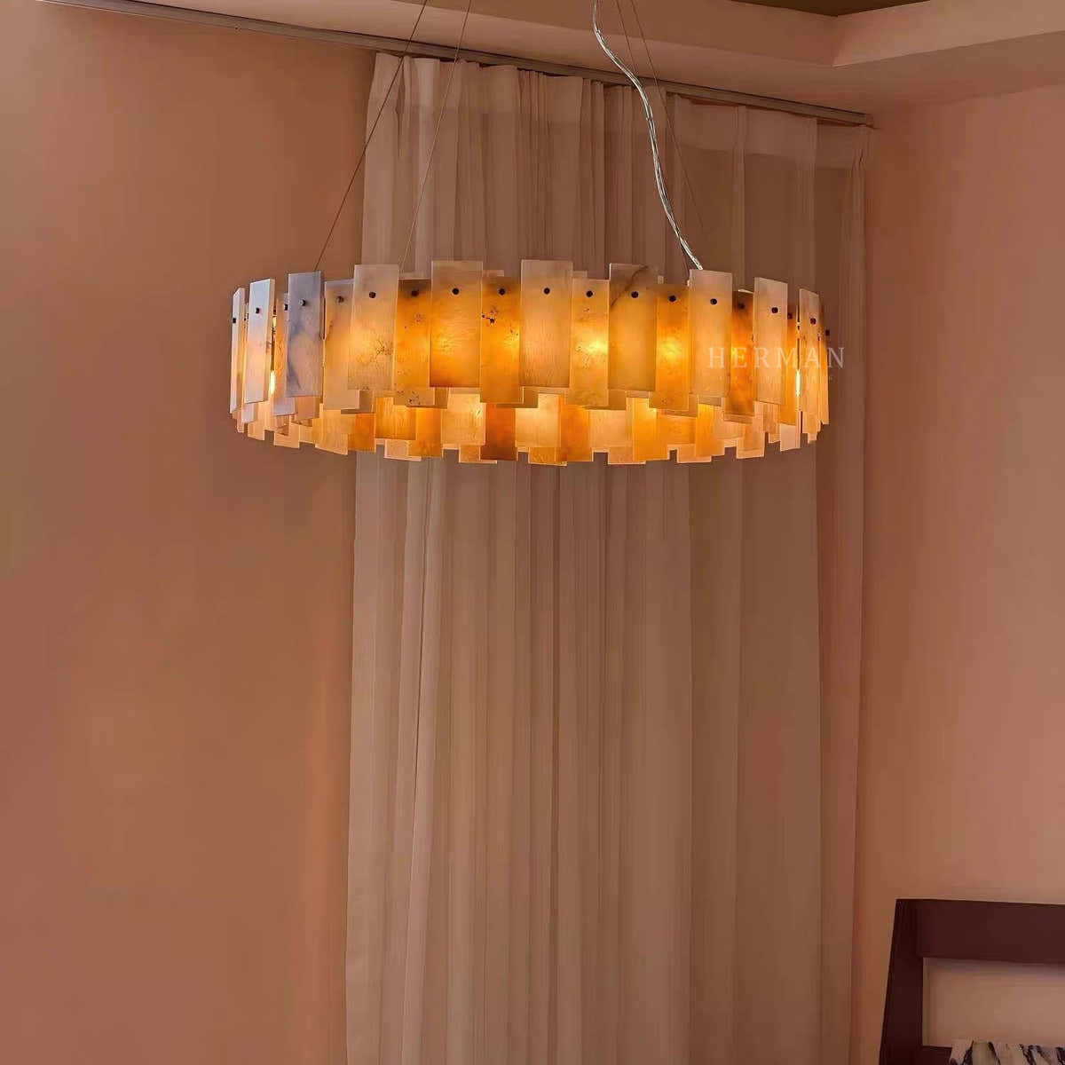 Halo Round Alabaster Chandelier