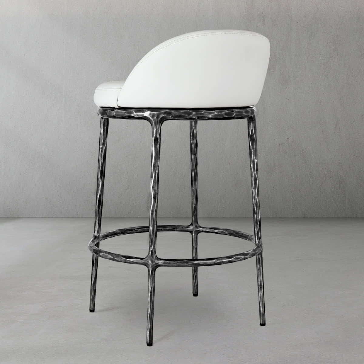 Hand-Forged Metal Bar Swivel Counter Stool