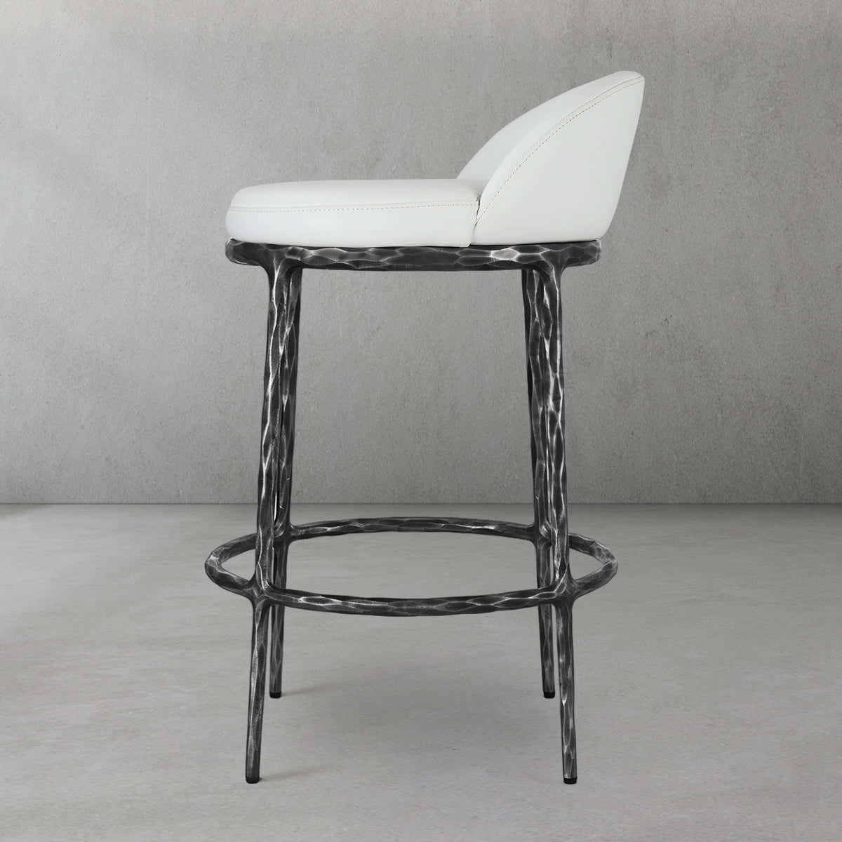 Hand-Forged Metal Bar Swivel Counter Stool