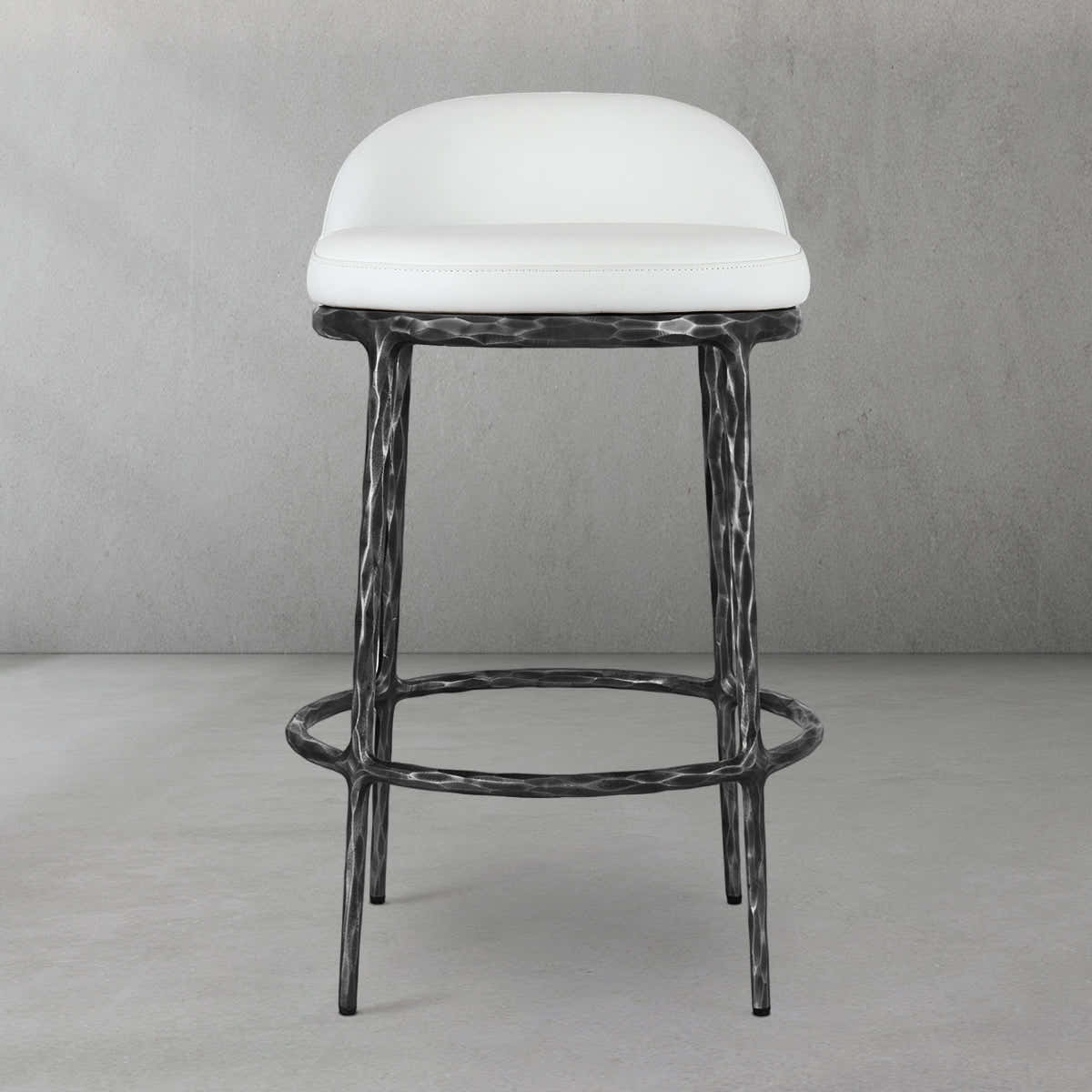 Hand-Forged Metal Bar Swivel Counter Stool