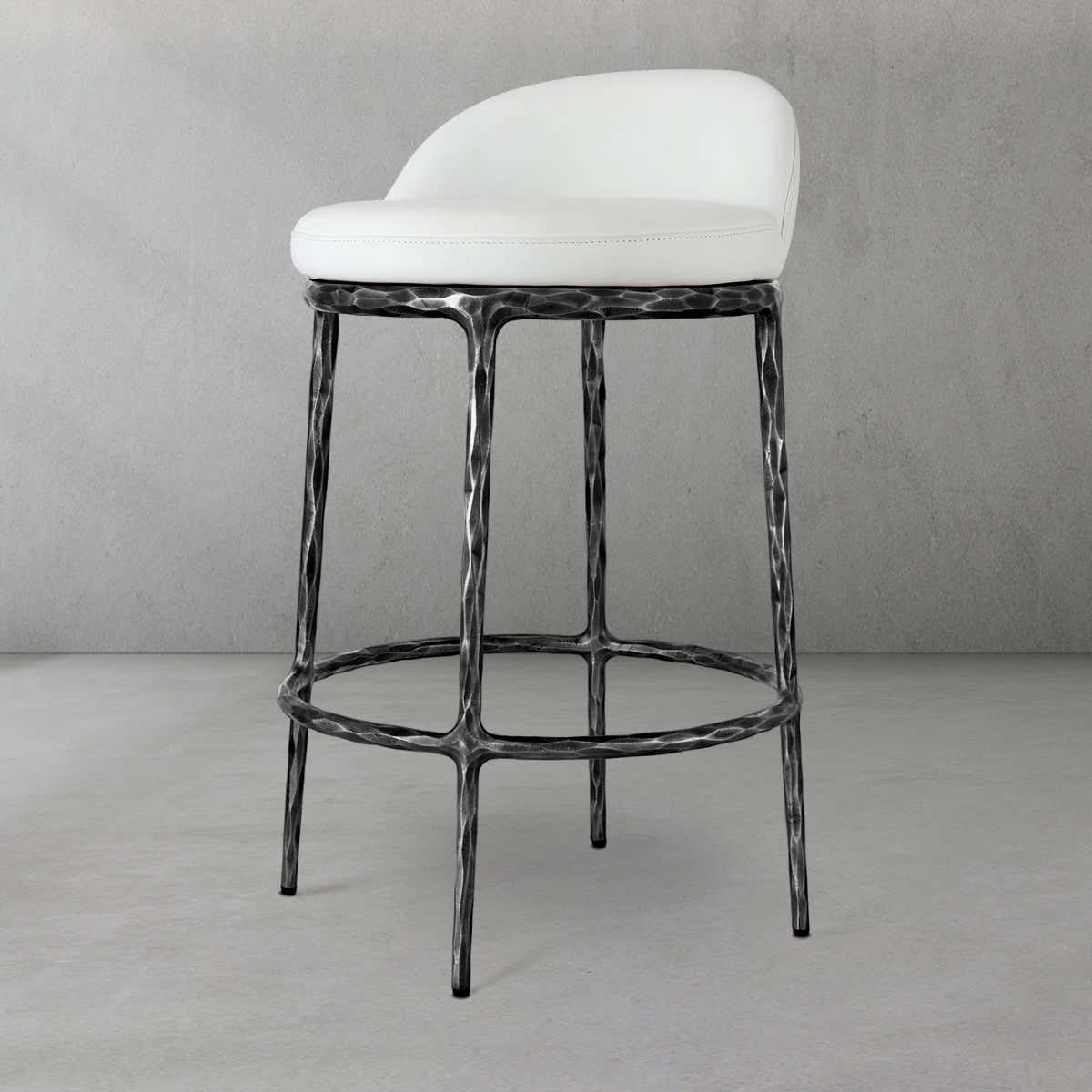 Hand-Forged Metal Bar Swivel Counter Stool
