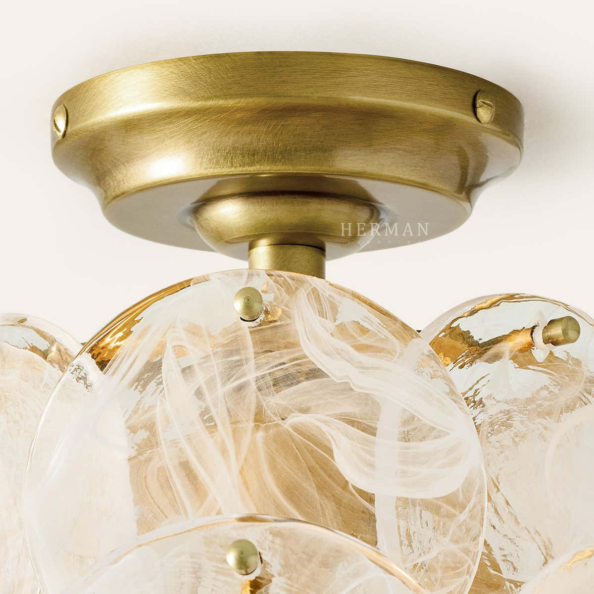 Riviera Glass Disc Round Flush Mount 12"