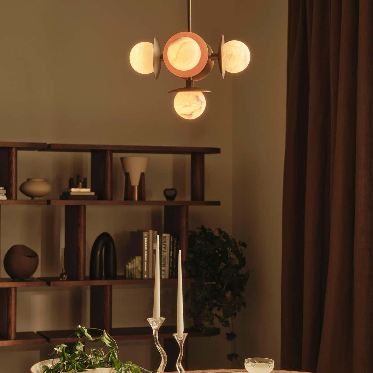 Snowflake Alabaster Orb Chandelier