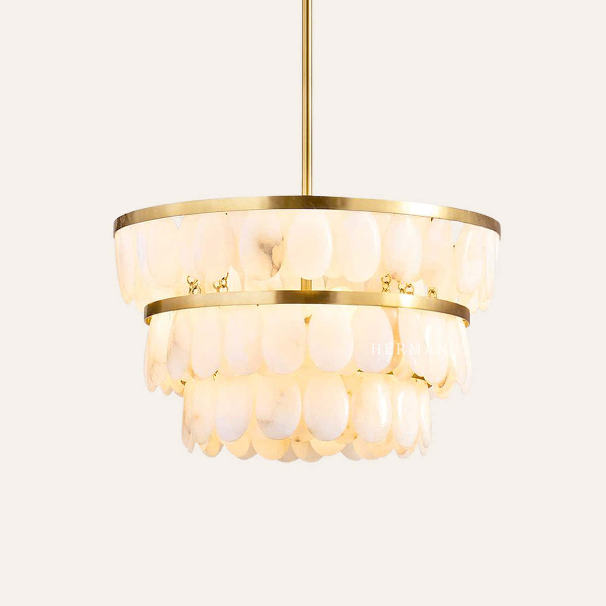 Solene Alabaster Tiered Round Chandelier 22"