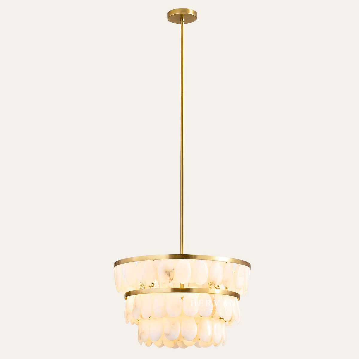 Solene Alabaster Tiered Round Chandelier 22"