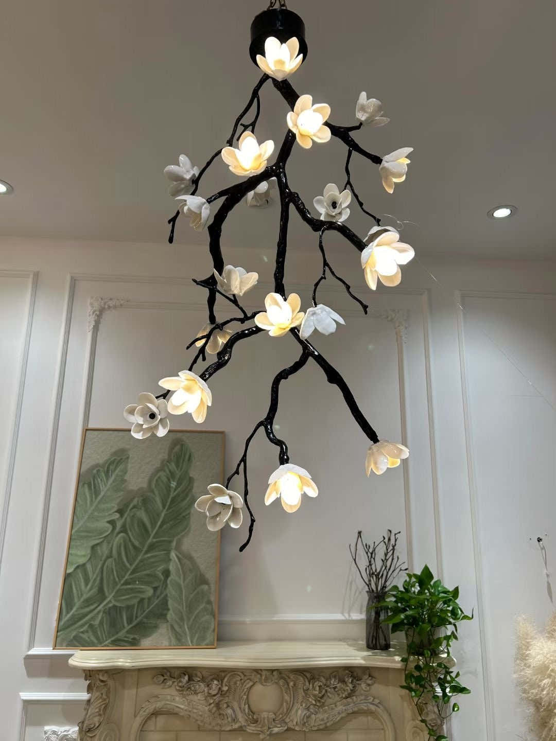 Large Long Branch Flower Chandelier
