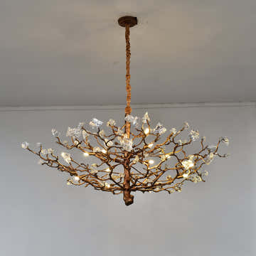 Livio Gemstone Branch Brass Round Chandelier