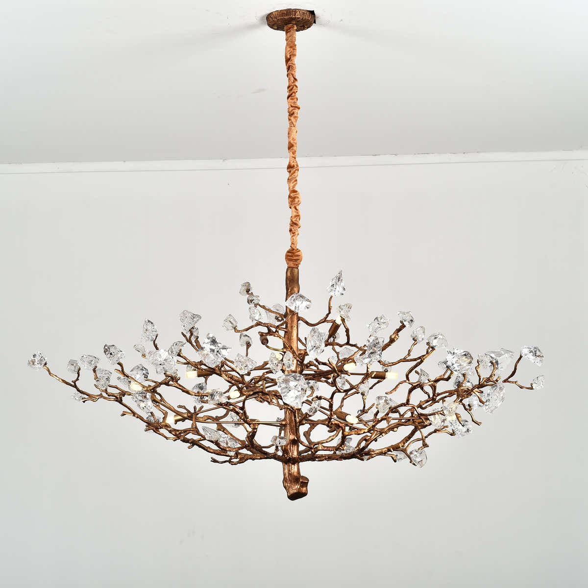 Livio Gemstone Branch Brass Round Chandelier