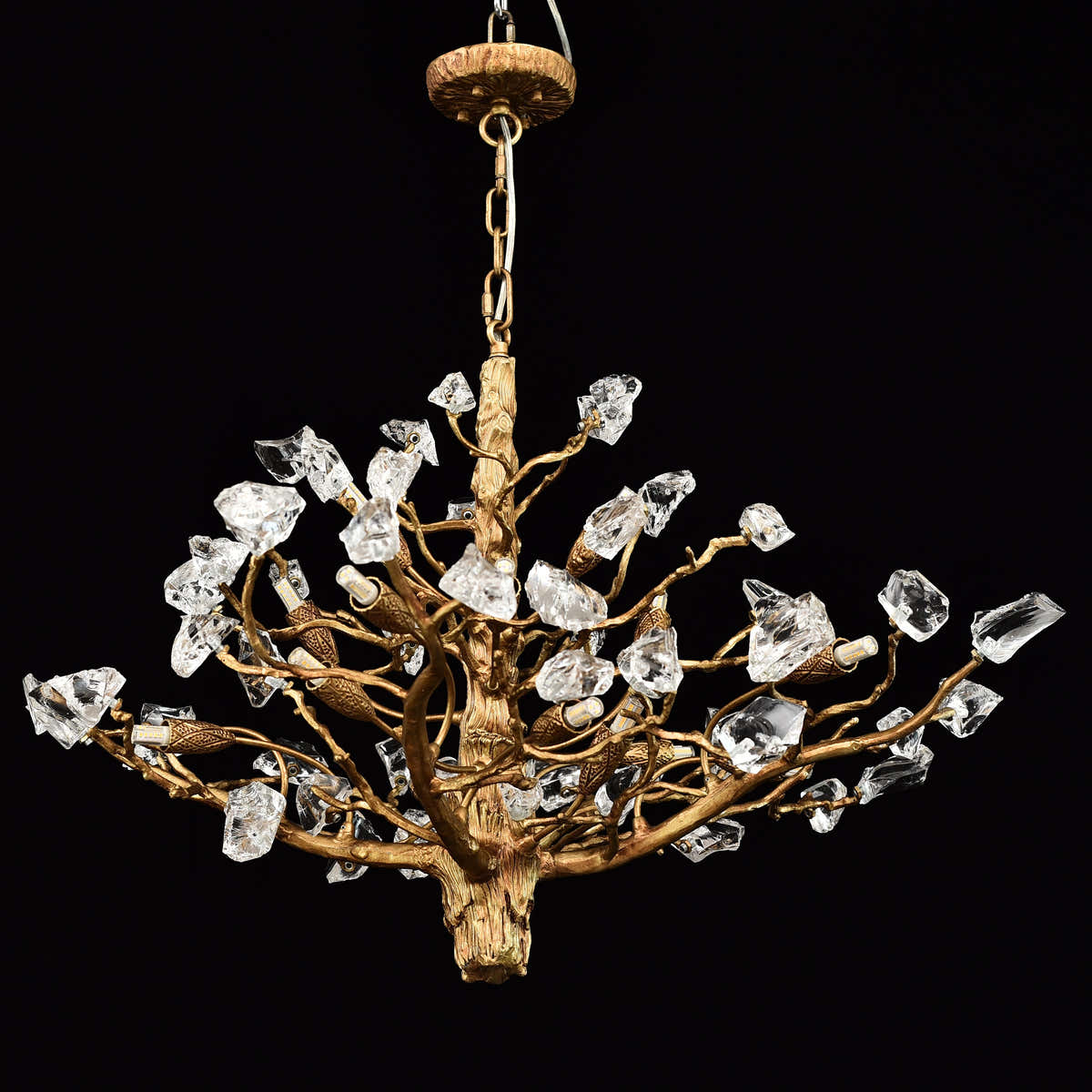 Livio Gemstone Branch Brass Round Chandelier