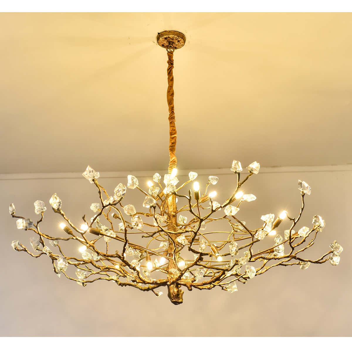 Livio Gemstone Branch Brass Round Chandelier