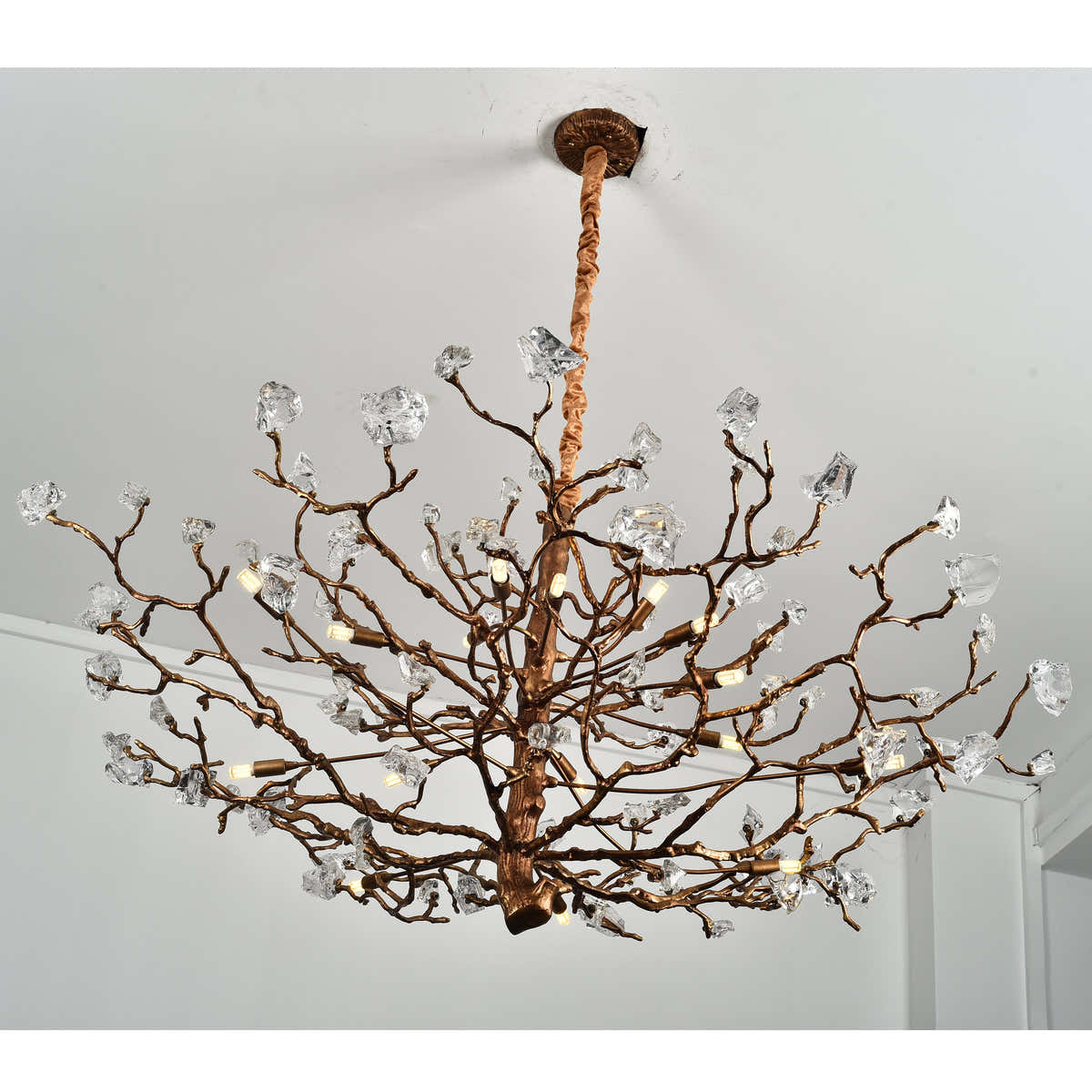 Livio Gemstone Branch Brass Round Chandelier