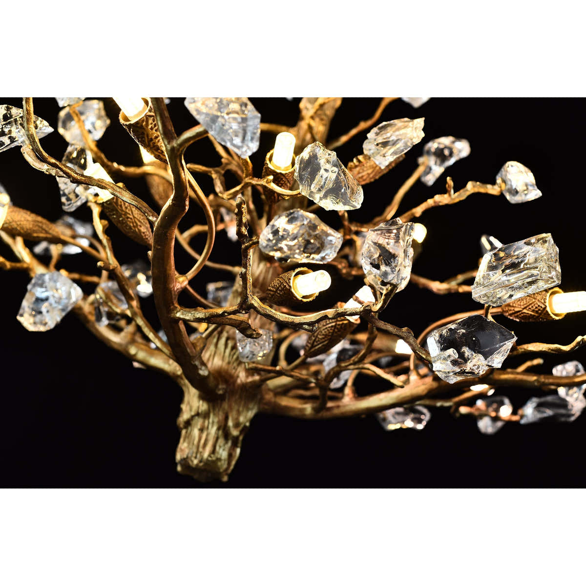 Livio Gemstone Branch Brass Round Chandelier