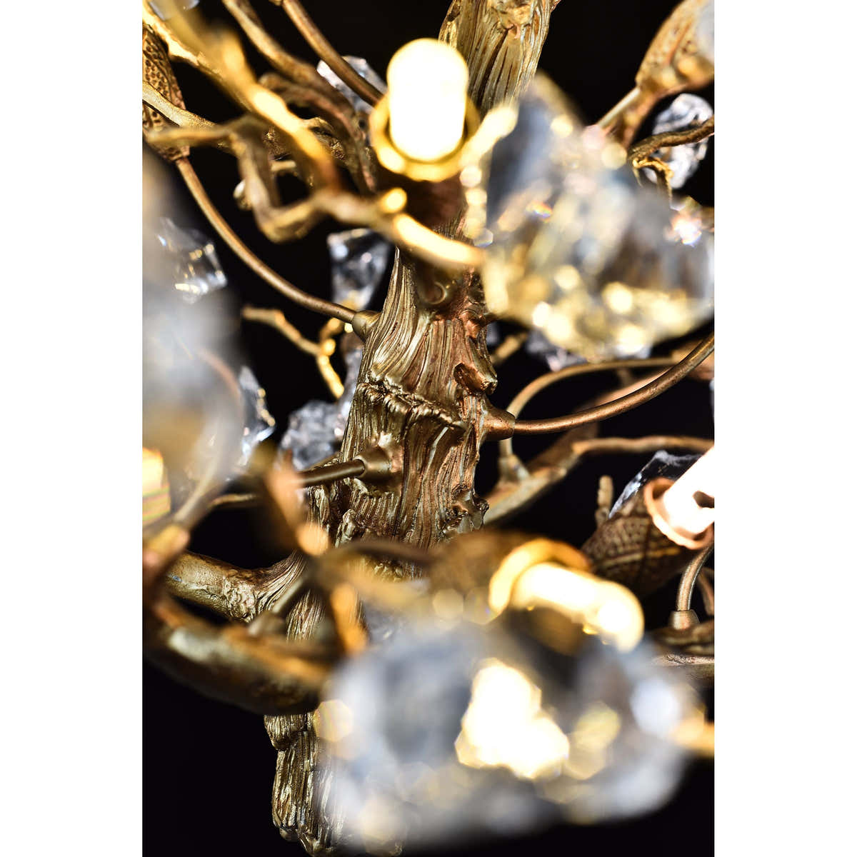 Livio Gemstone Branch Brass Round Chandelier