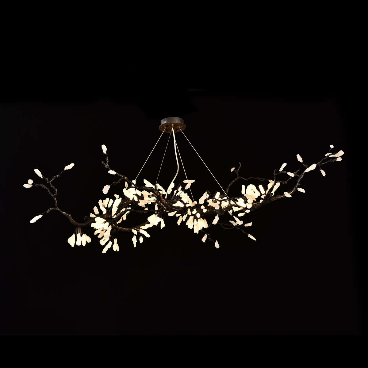 Selenite Crystal Blossom Branching Tree Chandelier