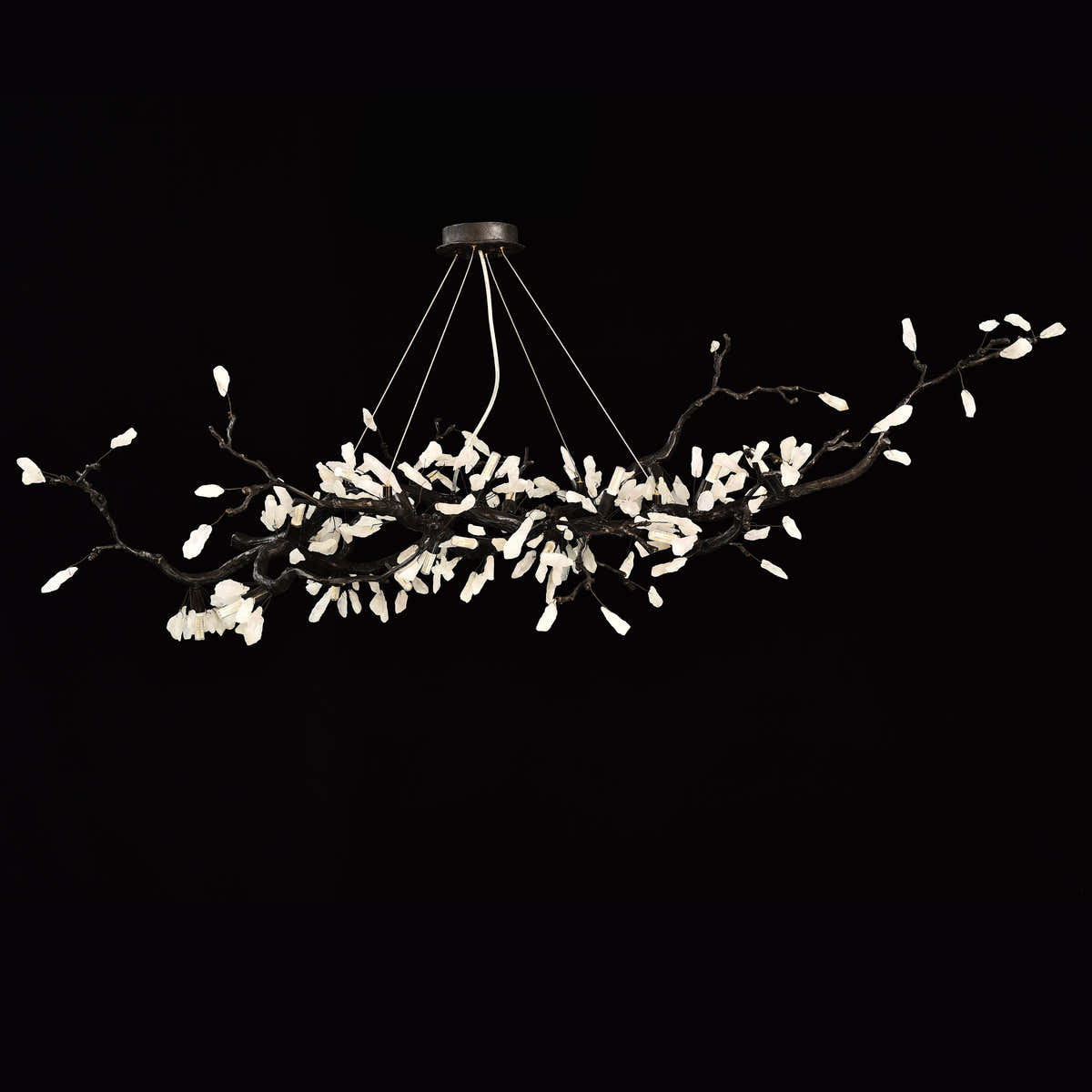 Selenite Crystal Blossom Branching Tree Chandelier