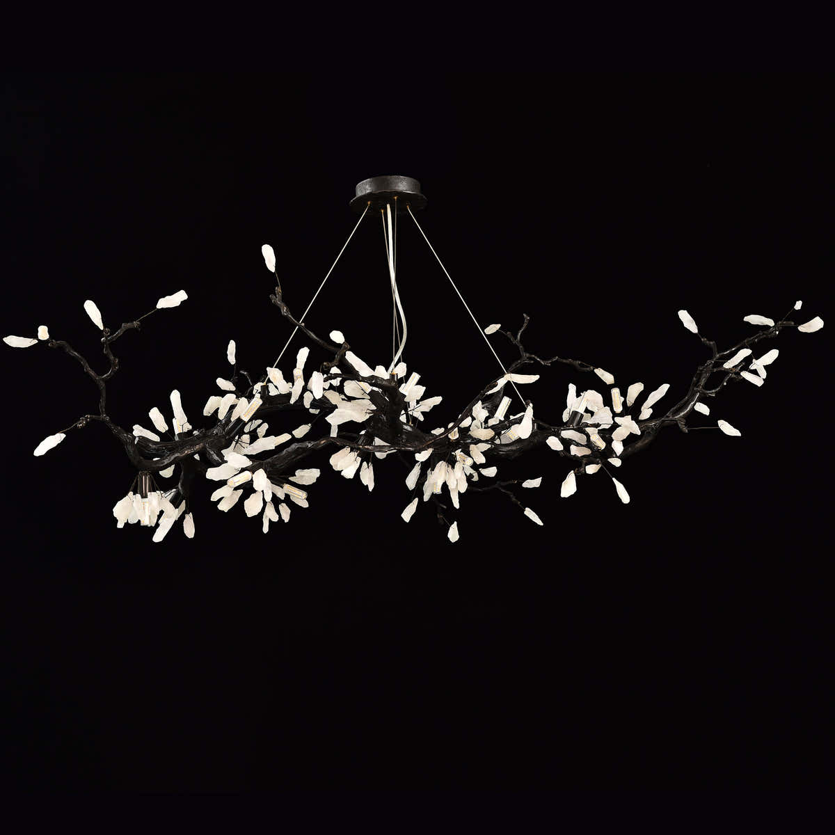 Selenite Crystal Blossom Branching Tree Chandelier