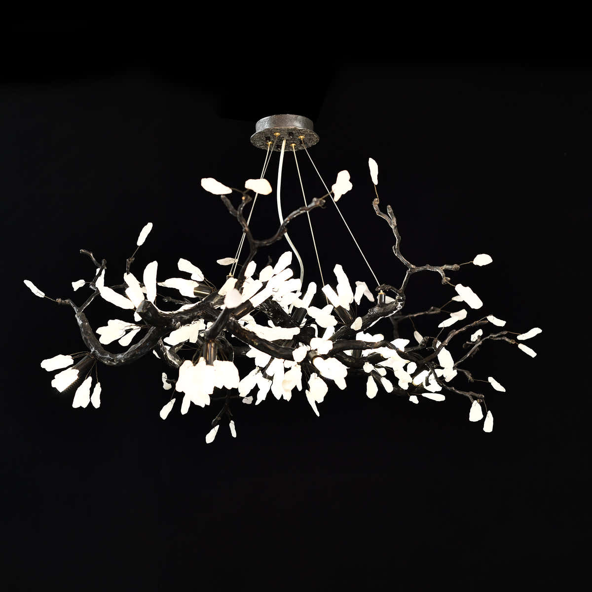 Selenite Crystal Blossom Branching Tree Chandelier