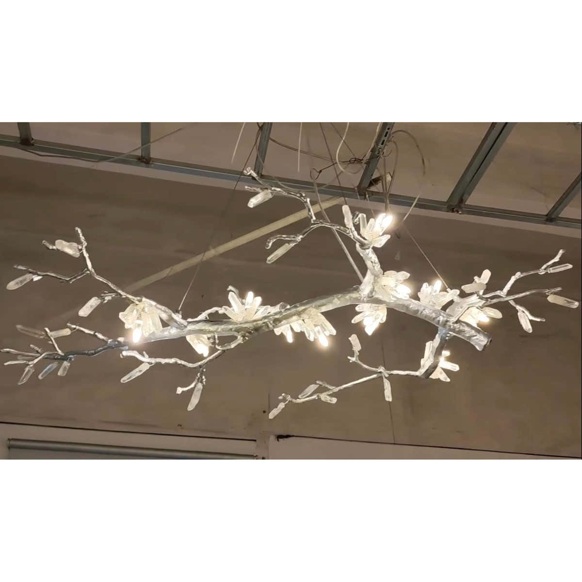 Selenite Crystal Blossom Branching Tree Chandelier