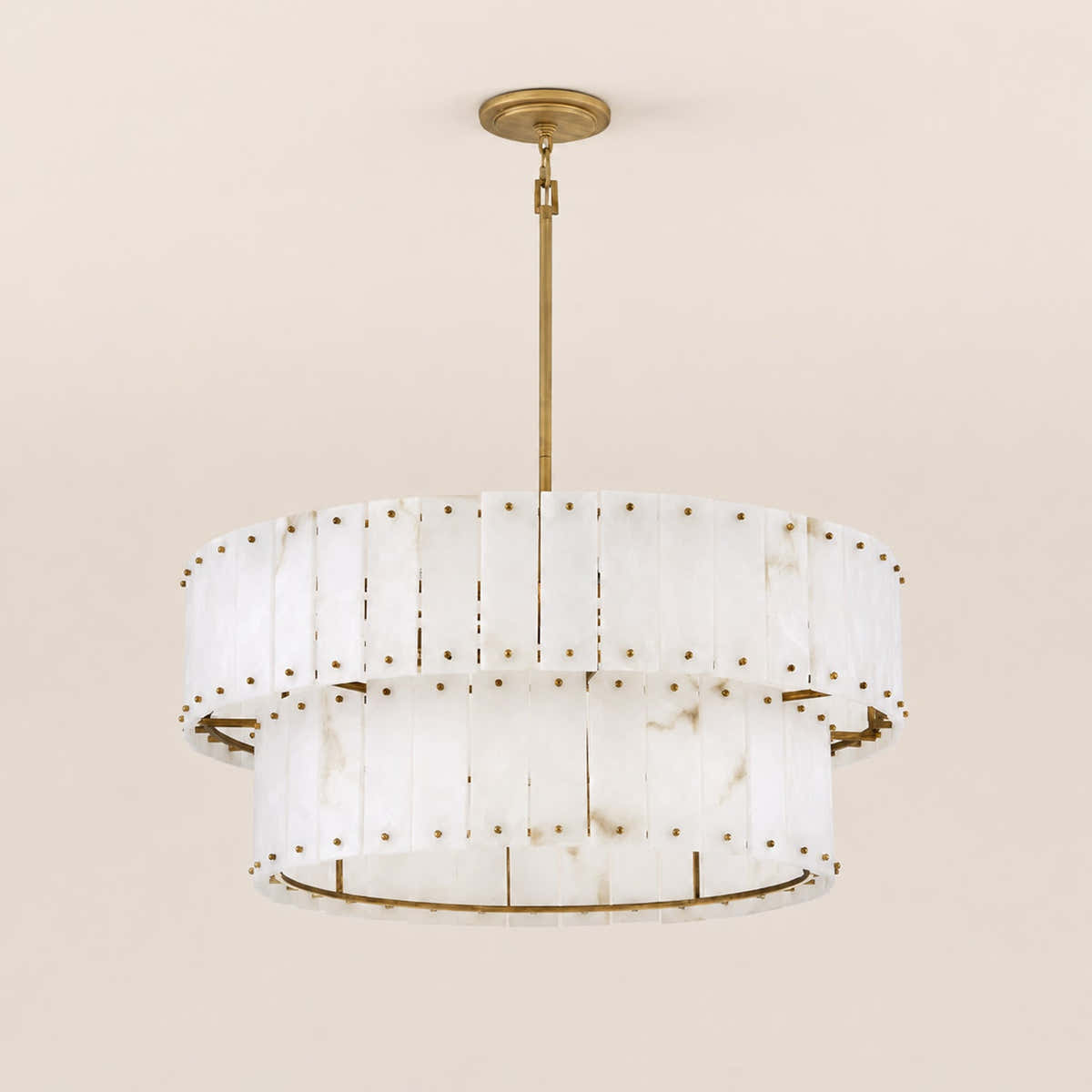 Simona Alabaster Drum 2-Tier Chandelier