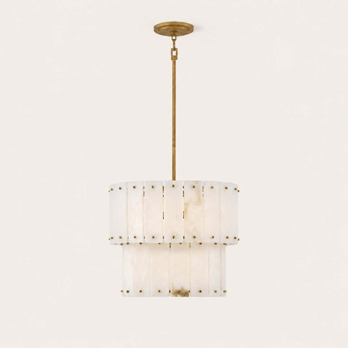 Simona Alabaster Round 2-Tier Chandelier 17.5"D 24"D
