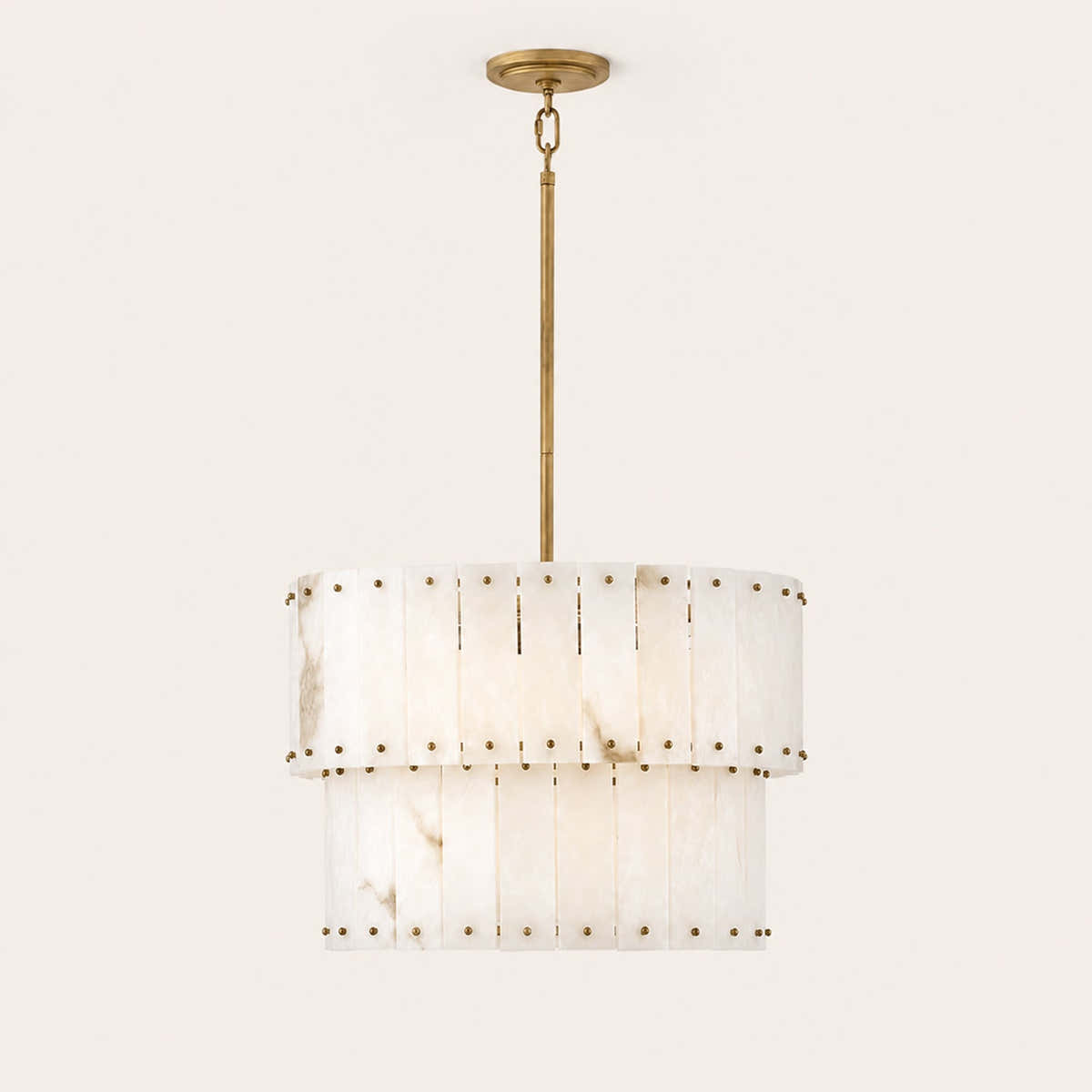 Simona Alabaster Round 2-Tier Chandelier 17.5"D 24"D