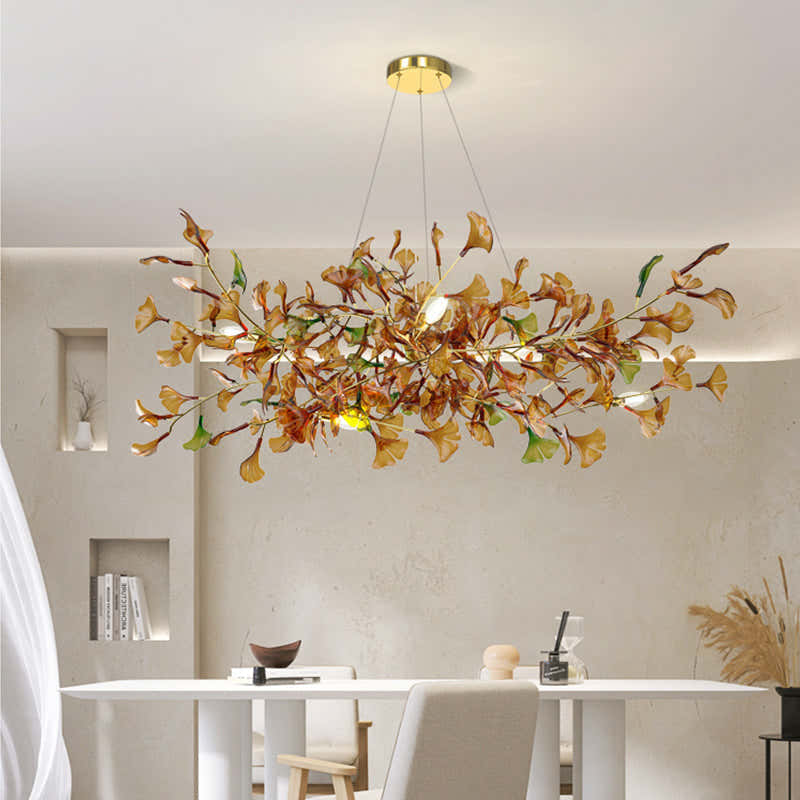 Green/Brown Ginkgo Chandelier Style A