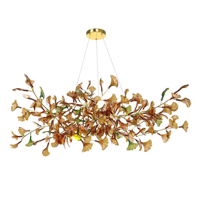 Green/Brown Ginkgo Chandelier Style A