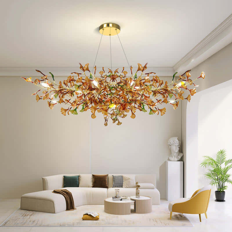 Green/Brown Ginkgo Chandelier Style B