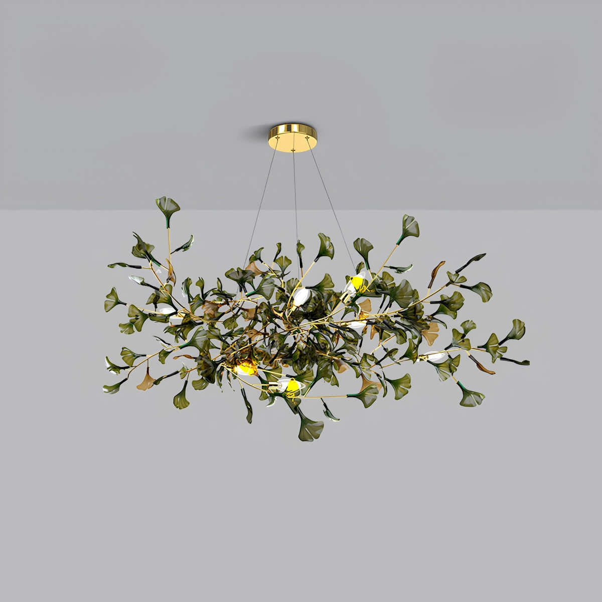 Green/Brown Ginkgo Chandelier Style A