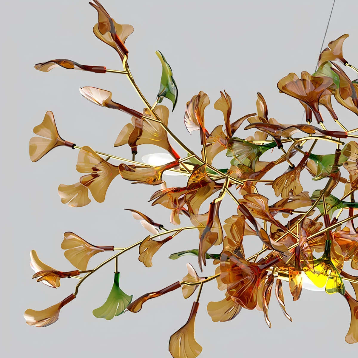 Green/Brown Ginkgo Chandelier Style B