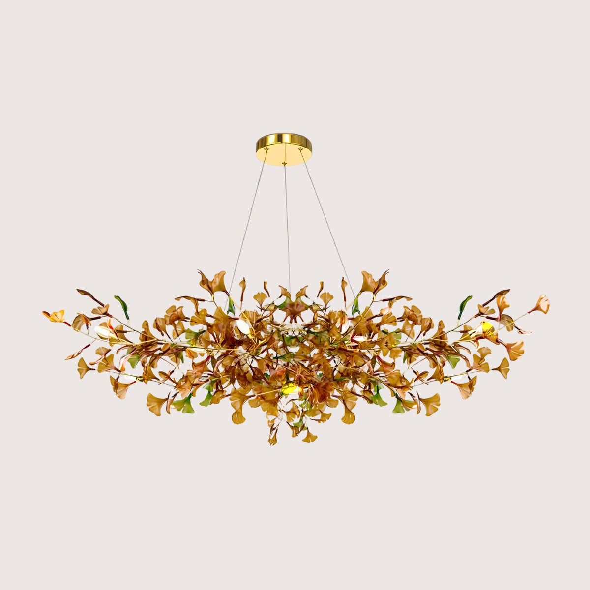 Green/Brown Ginkgo Chandelier Style B
