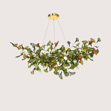 Green/Brown Ginkgo Chandelier Style B