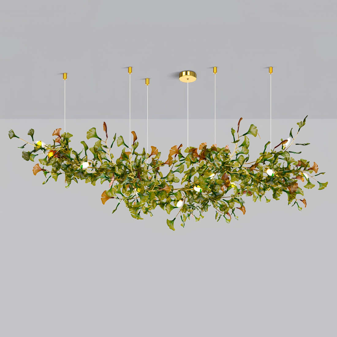 Green/Brown Ginkgo Chandelier Style D
