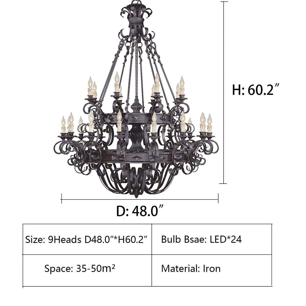 Vintage Iron Simple Candle Art Chandelier
