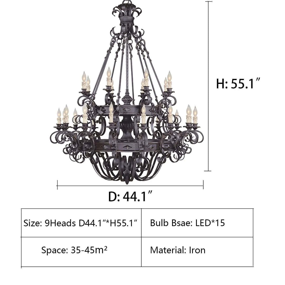 Vintage Iron Simple Candle Art Chandelier