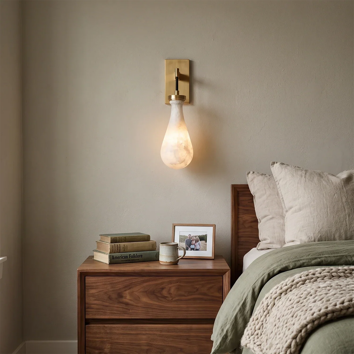 Elowen Alabaster Teardrop Wall Sconce