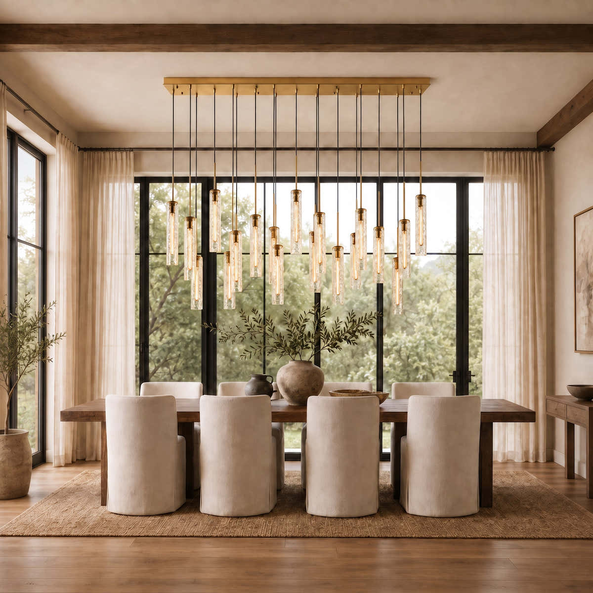 Colleena Linear Hammered Glass Chandelier