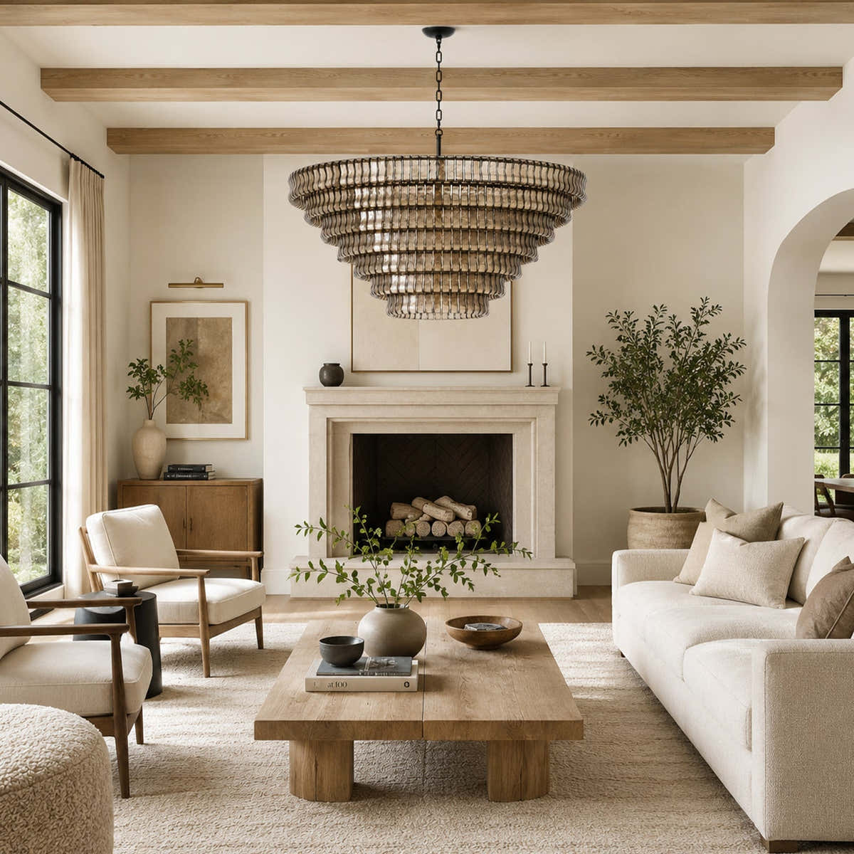 Amor 7-Tier Ghiaccio Glass Round Chandelier 60"